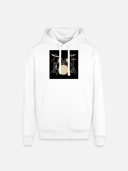 Black Silver Drumset Illustration - Stanley/Stella SOUNDER Unisex Hoodie - white