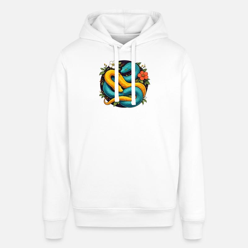 Deux serpents python dans l’anneau fleuri - Sweat à capuche SOUNDER Stanley/Stella Unisexe - blanc