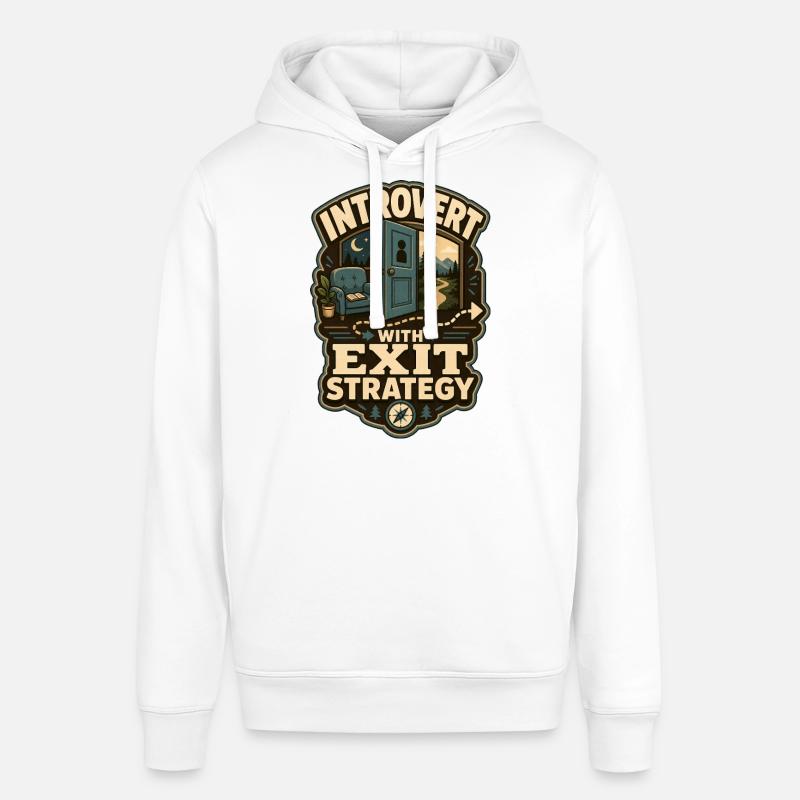 Introvert With Exit Strategy - Stanley/Stella SOUNDER Unisex Hoodie - white