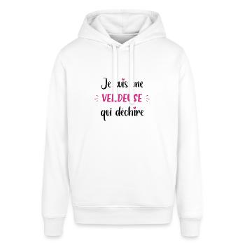 Je suis une vendeuse qui déchire - Sweat à capuche SOUNDER Stanley/Stella Unisexe - blanc - Devant - Alina (178cm) & Michal (187cm)