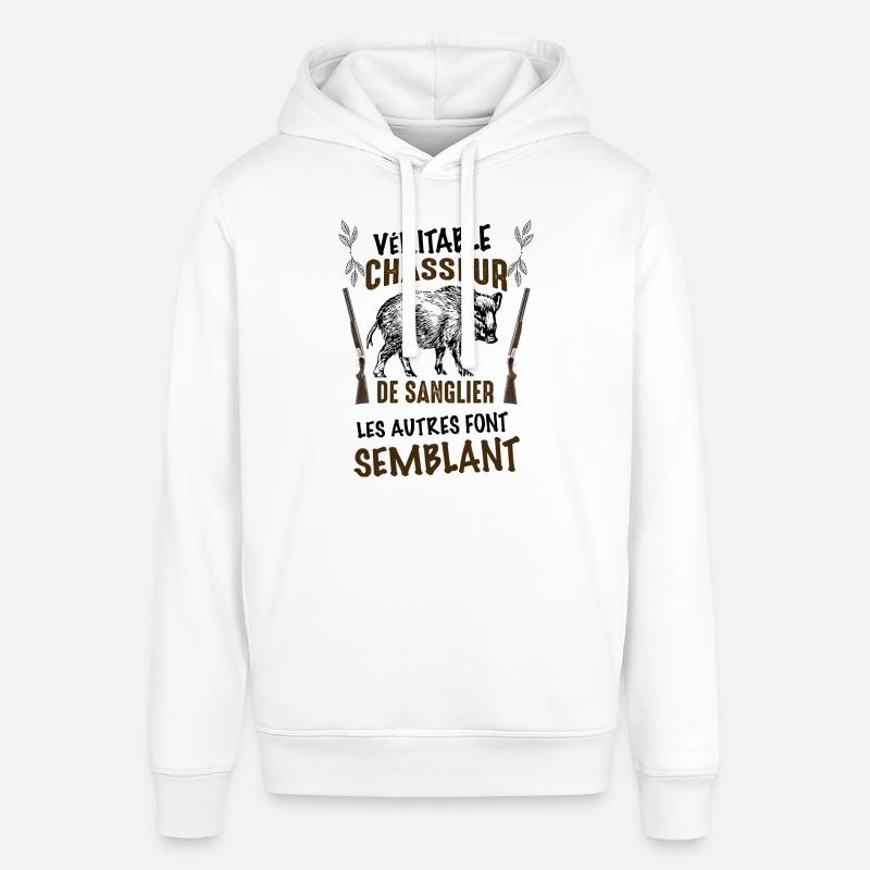 Véritable chasseur de sanglier - Sweat à capuche SOUNDER Stanley/Stella Unisexe - blanc