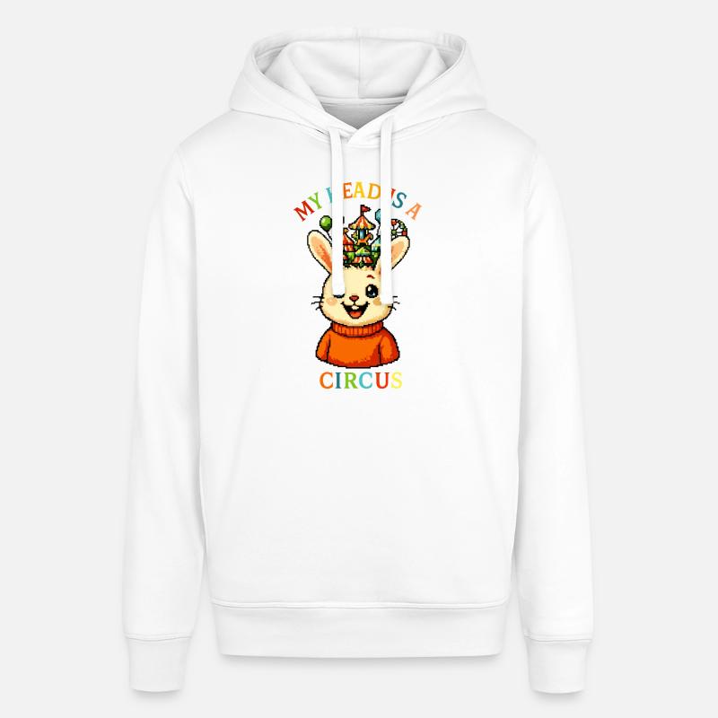 Mitt huvud är en cirkus - Luvtröja SOUNDER unisex från Stanley/Stella - vit