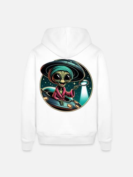 Alien detective in UFO light - Stanley/Stella SOUNDER Unisex Hoodie - white