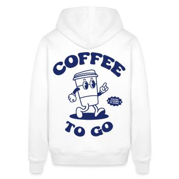 Coffee To Go Illustration Retro Rücken Logo 2023 - Stanley/Stella Unisex Hoodie SOUNDER - Weiß - Hinten - Alina (178cm)