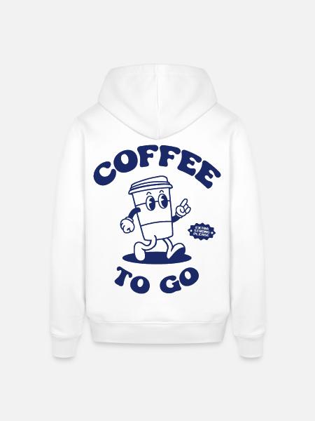 Kaffe To Go Illustration Retro Back Logo 2023 - Stanley/Stella SOUNDER unisex hoodie - hvid