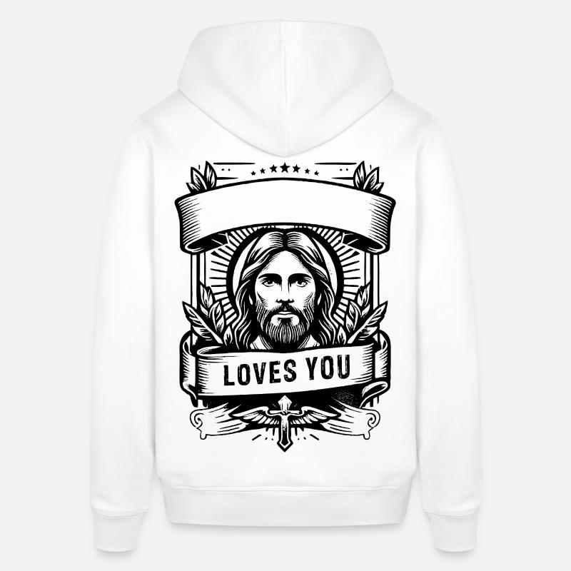 Jésus vous aime avec l’arc - Sweat à capuche SOUNDER Stanley/Stella Unisexe - blanc