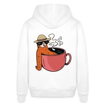 Montag Morgen Faultier Kaffee Pause Tee Genuss - Stanley/Stella Unisex Hoodie SOUNDER - Weiß - Hinten - Alina (178cm)