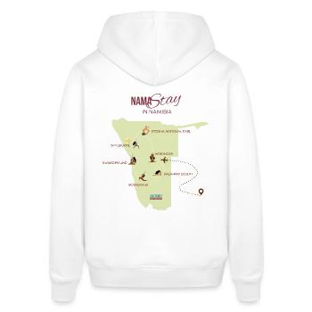 NamaSTAYin Namibia Route - Stanley/Stella Unisex Hoodie SOUNDER - Weiß - Hinten - Alina (178cm)