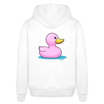 Eine Bonbon-farbene Badewannen Gummi Ente - Stanley/Stella Unisex Hoodie SOUNDER - Weiß - Hinten - Alina (178cm)