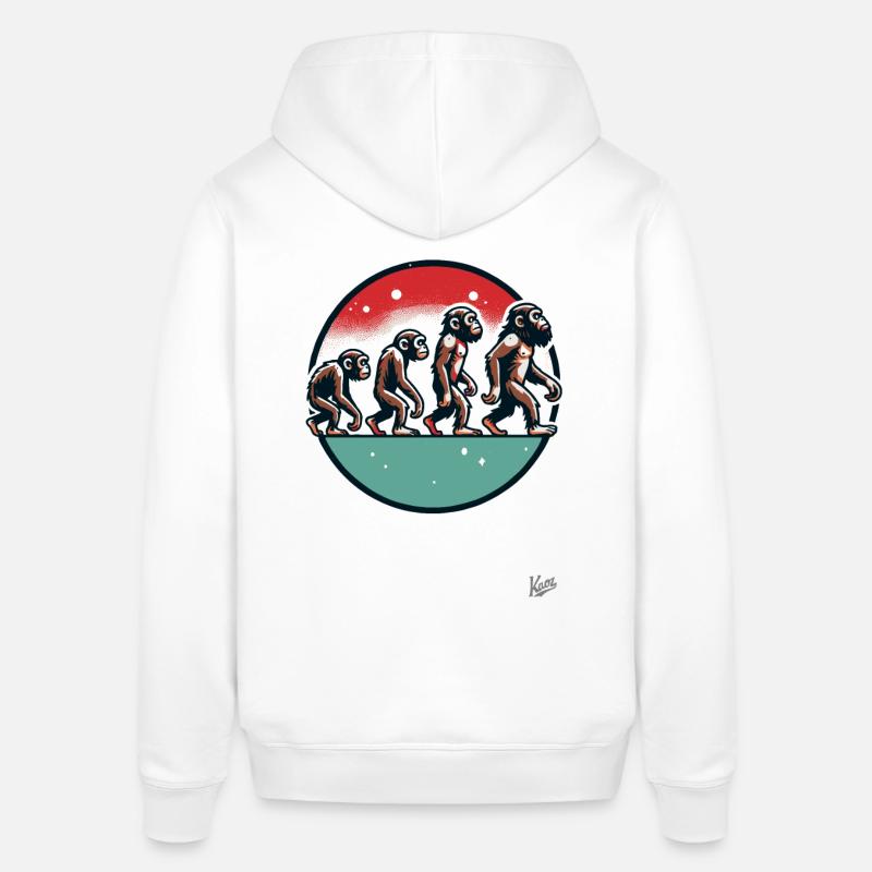 Evolution du singe - Sweat à capuche SOUNDER Stanley/Stella Unisexe - blanc