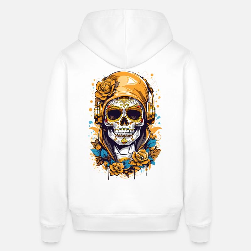 Crâne de sucre doré - Sweat à capuche SOUNDER Stanley/Stella Unisexe - blanc