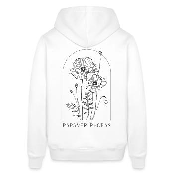 Botanisches Blumen Design – Minimalistische Blume - Stanley/Stella Unisex Hoodie SOUNDER - Weiß - Hinten - Alina (178cm)