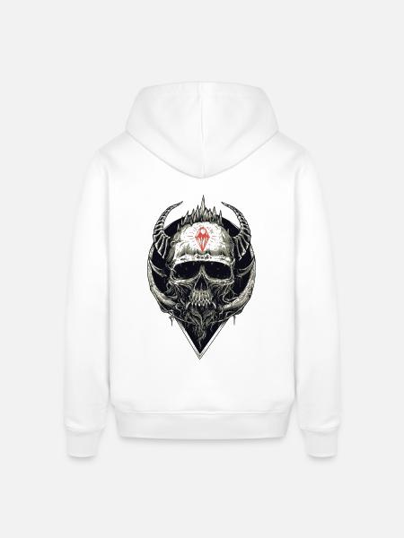 Skull with red symbol - Stanley/Stella SOUNDER Unisex Hoodie - white