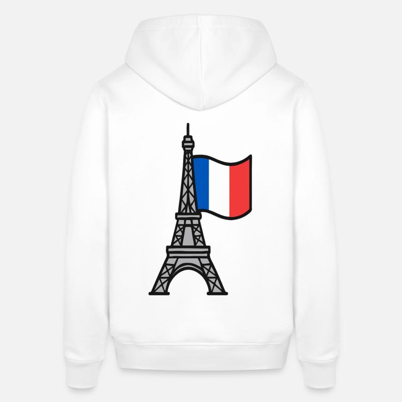 Tour Eiffel avec drapeau français - Sweat à capuche SOUNDER Stanley/Stella Unisexe - blanc