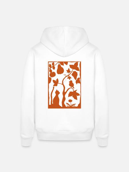 Scherenschnitt Katze im Garten rost - Stanley/Stella Unisex Hoodie SOUNDER - Weiß