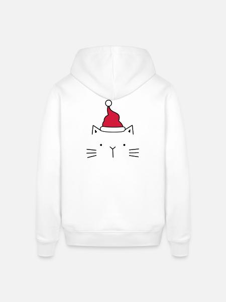 Cat Santa Claus Christmas hat Christmas - Stanley/Stella SOUNDER Unisex Hoodie - white