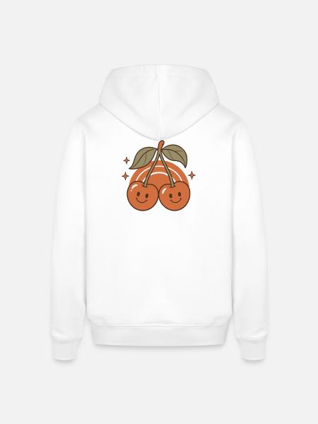 Sweet Retro Cherries Smile - Stanley/Stella SOUNDER Unisex Hoodie - white