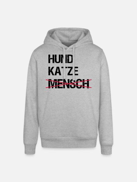 Dog cat human - Stanley/Stella SOUNDER Unisex Hoodie - heather grey