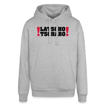 Latscho Tschabo / geiler Typ / manisch - Stanley/Stella Unisex Hoodie SOUNDER - Grau meliert - Vorne - Alina (178cm) & Michal (187cm)