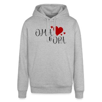 Oma und Opa Herz - Stanley/Stella Unisex Hoodie SOUNDER - Grau meliert - Vorne - Alina (178cm) & Michal (187cm)