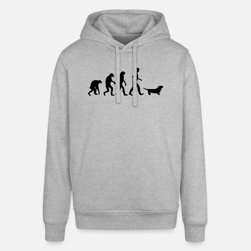 sausage dog evolution - Stanley/Stella SOUNDER Unisex Hoodie - heather grey