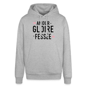 Amour gloire fessée cadeau humour fille drôle sexe - Sweat à capuche SOUNDER Stanley/Stella Unisexe - gris chiné - Devant - Alina (178cm) & Michal (187cm)