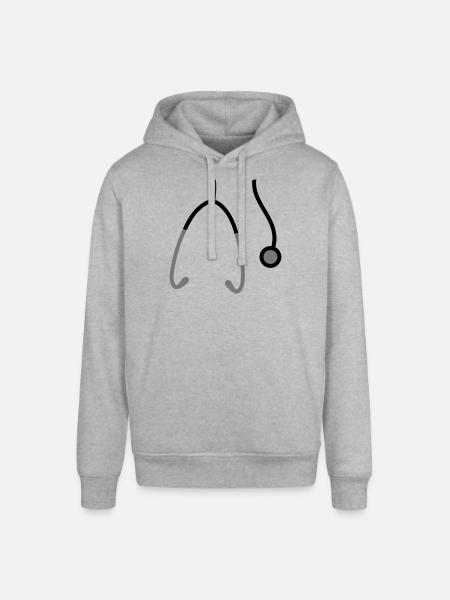 Hängande hals Stetoskop som lyssnar hjärtslagpuls - Luvtröja SOUNDER unisex från Stanley/Stella - gråmelerad