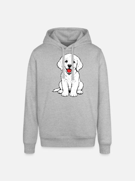Golden_Retriever_Welpen_sitzend_weiss - Stanley/Stella SOUNDER Unisex Hoodie - heather grey