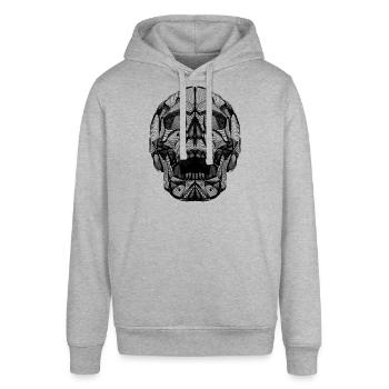 Menschlicher Schädel - Stanley/Stella Unisex Hoodie SOUNDER - Grau meliert - Vorne - Alina (178cm) & Michal (187cm)