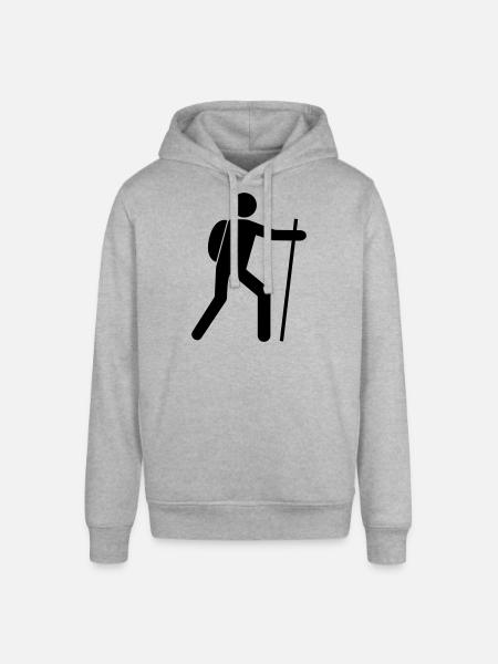 Wandelaar pictogram vector design - wandelen t-shirt - Stanley/Stella Uniseks biologische hoodie SOUNDER - grijs gemêleerd