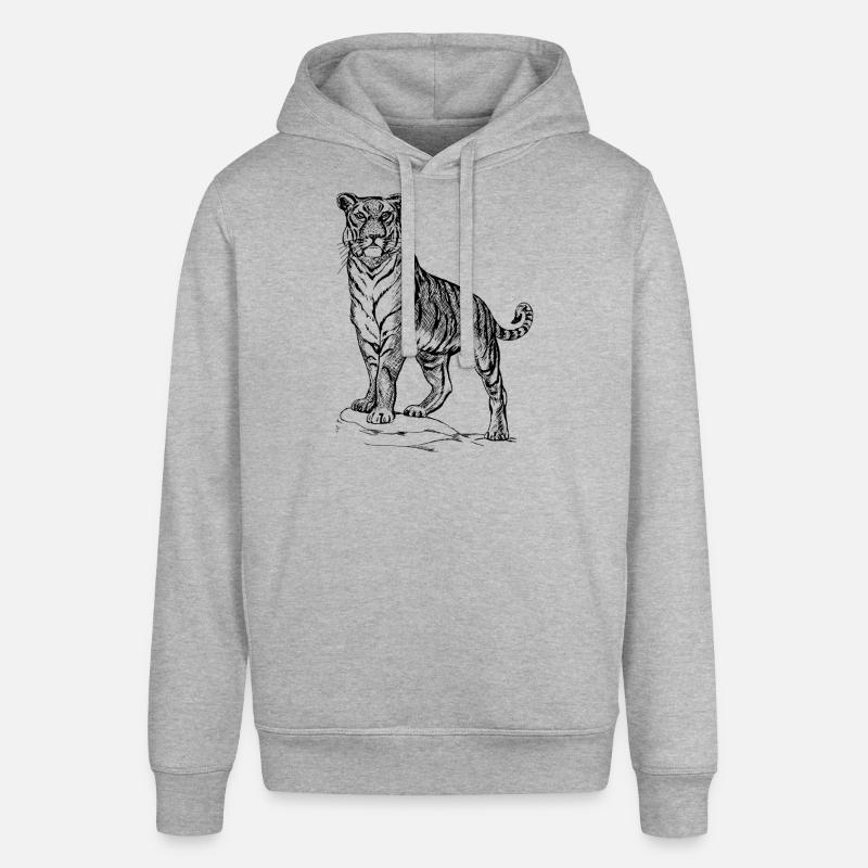 Tiger black and withe - Stanley/Stella Unisex Hoodie SOUNDER - Grau meliert