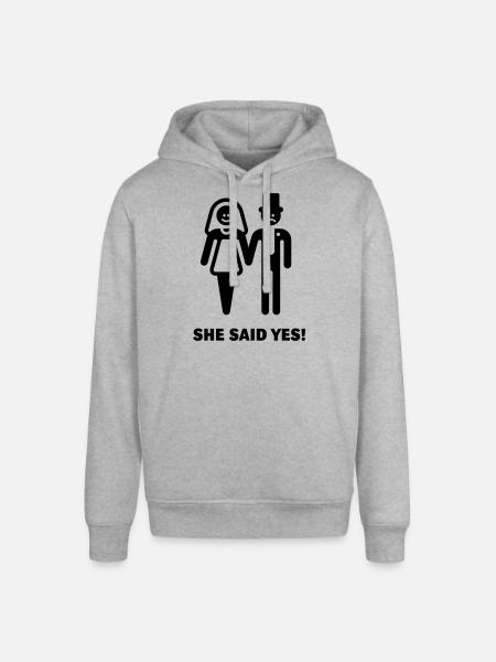 She said yes! (Wedding / Marriage) - Stanley/Stella SOUNDER Unisex Hoodie - heather grey
