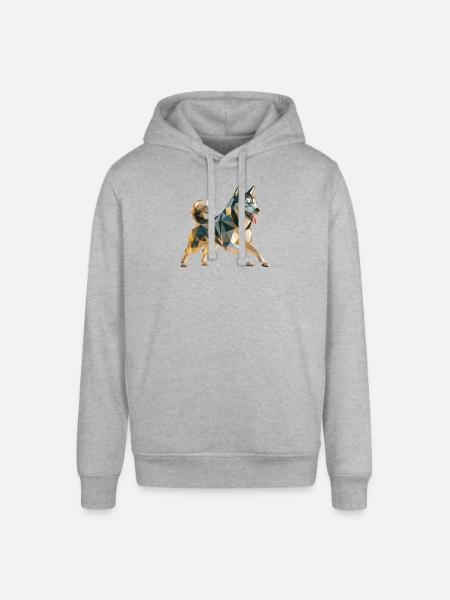 Siberian Husky - Cooles Low Poly Logo - Stanley/Stella Unisex Hoodie SOUNDER - Grau meliert