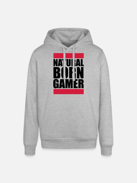 Natural Born Gamer Logo - Stanley/Stella SOUNDER Unisex Hoodie - heather grey