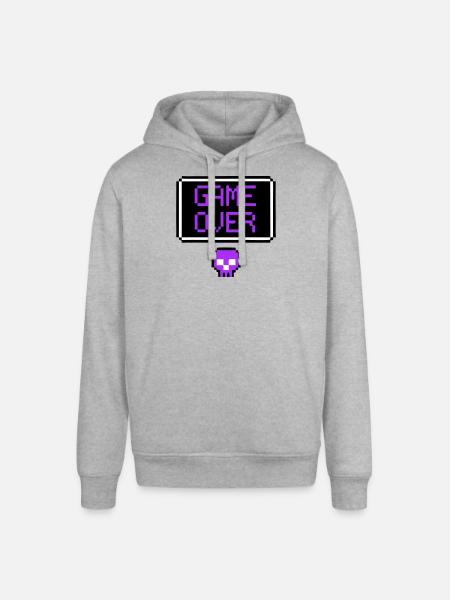 Game Over Skull Pixel Art - Stanley/Stella SOUNDER Unisex Hoodie - heather grey
