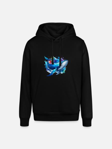 Blue Whale Colourful background - Stanley/Stella SOUNDER Unisex Hoodie - black
