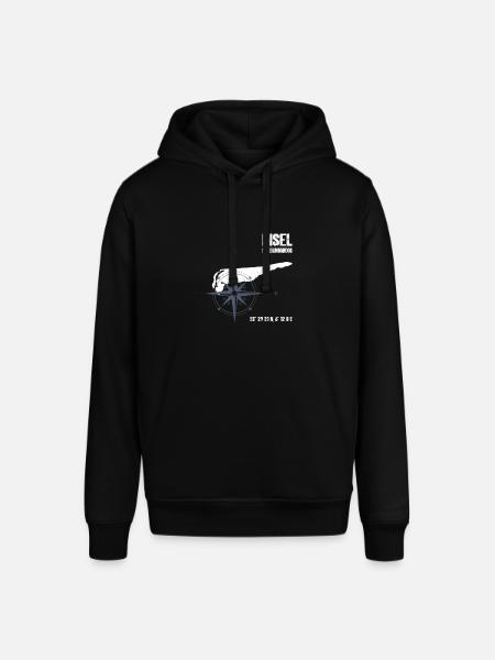 Schiermonnikoog Noordzee-eiland coördinaten kaart - Stanley/Stella Uniseks biologische hoodie SOUNDER - zwart