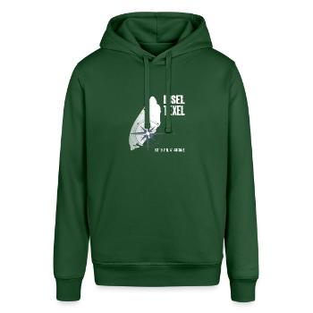 Texel Nordsee Insel Koordinaten Karte Urlaub - Stanley/Stella Unisex Hoodie SOUNDER - Flaschengrün - Vorne - Alina (178cm) & Michal (187cm)