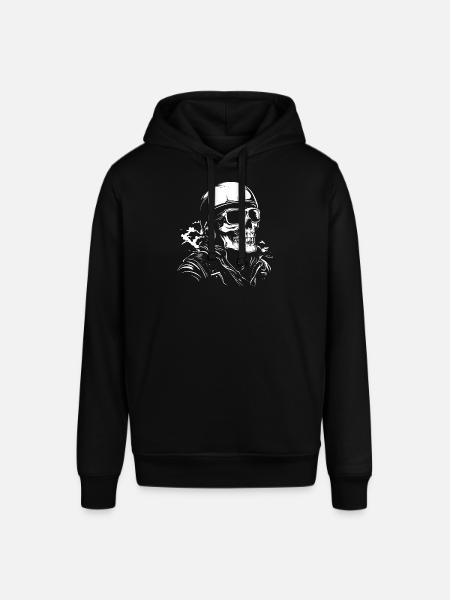 Biker Skull Motorcycle Gift - Stanley/Stella SOUNDER Unisex Hoodie - black
