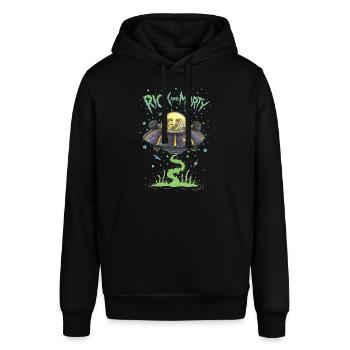 Rick And Morty Fliegen Im Raumschiff - Stanley/Stella Unisex Hoodie SOUNDER - Schwarz - Vorne - Alina (178cm) & Michal (187cm)
