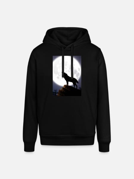 Wolf bei Nacht - Stanley/Stella Unisex Hoodie SOUNDER - Schwarz