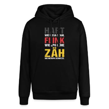 Hart wie Riesa Stahl Ossi DDR Ostdeutschland - Stanley/Stella Unisex Hoodie SOUNDER - Schwarz - Vorne - Alina (178cm) & Michal (187cm)