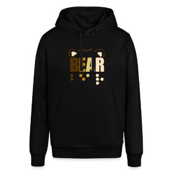 Gay bear in Braille - Stanley/Stella SOUNDER Unisex Hoodie - black - Front - Alina (178cm) & Michal (187cm)