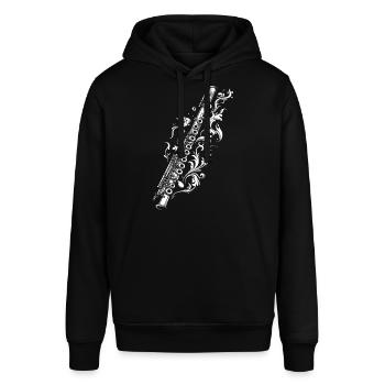 Flöte Zeichnung - Stanley/Stella Unisex Hoodie SOUNDER - Schwarz - Vorne - Alina (178cm) & Michal (187cm)
