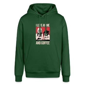Ich liebe Anime und Kaffee - Manga Stil. - Stanley/Stella Unisex Hoodie SOUNDER - Flaschengrün - Vorne - Alina (178cm) & Michal (187cm)