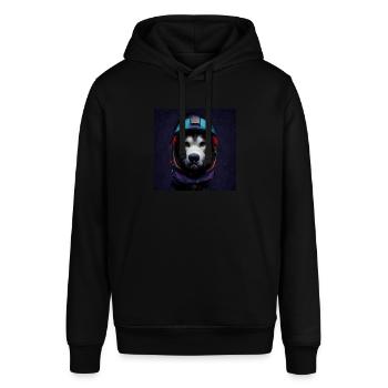 Husky Dog Astronaut Space - Stanley/Stella SOUNDER Unisex Hoodie - black - Front - Alina (178cm) & Michal (187cm)