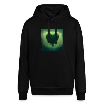 Grünes Herz Sumpf Wald Bäume Pflanzen Vegan - Stanley/Stella Unisex Hoodie SOUNDER - Schwarz - Vorne - Alina (178cm) & Michal (187cm)