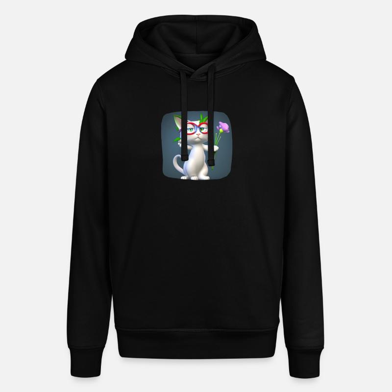 Chat offrant des fleurs - merci - Sweat à capuche SOUNDER Stanley/Stella Unisexe - noir
