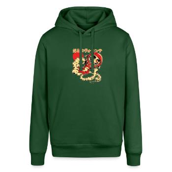 Flying Daruma doll - Stanley/Stella SOUNDER Unisex Hoodie - bottle green - Front - Alina (178cm) & Michal (187cm)