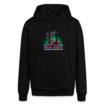 Neon Nights Reindeer - Stanley/Stella Unisex Hoodie SOUNDER - Schwarz - Vorne - Alina (178cm) & Michal (187cm)